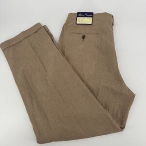 Alan Flusser Tan Linen Blend  Pants W34 L32 Pleated Men's  NWT